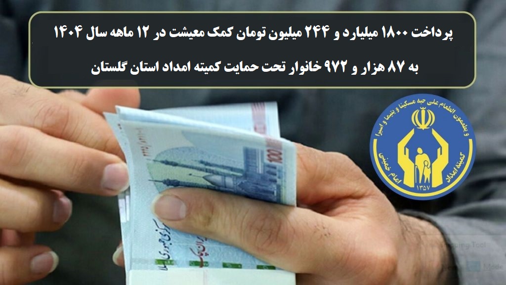 پرداخت1800 میلیارد تومان کمک معیشت به مددجویان گلستانی  در سال 1404